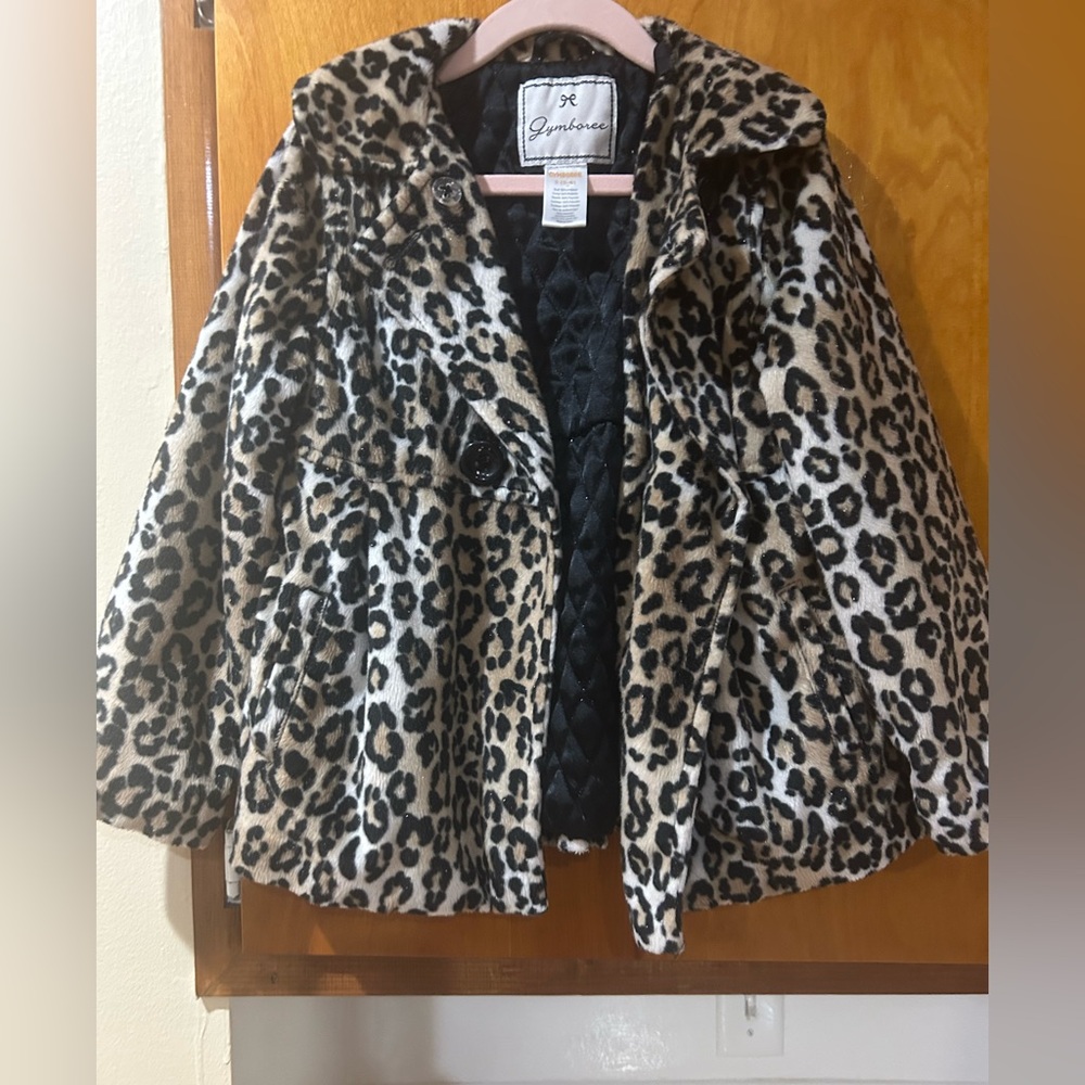 Gymboree Leopard Print Pea Coat for Kids Sz 5/6